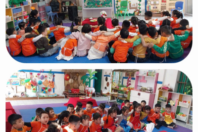 Lớp 5 tuổi A trường mầm non Nghĩa Bình tổ chức hoạt động trải nghiệm làm cơm cuộn rong biển