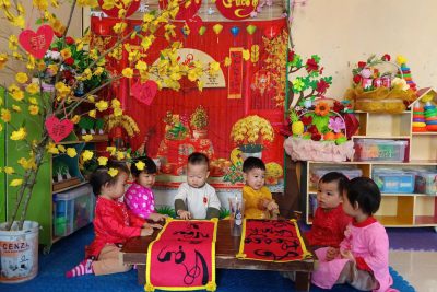 Không khí rộn ràng chuẩn bị đón xuân Bính Ngọ 2026 tại trường mầm non Nghĩa Bình